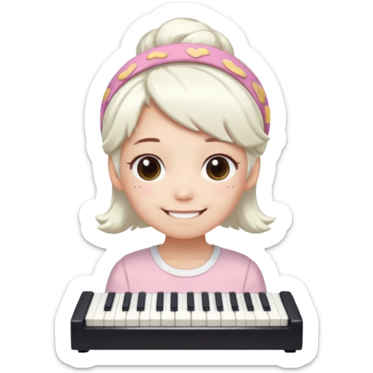 Cutecore white dyed hair sanrio cinnamon roll headband mezzo piano shirt sticker