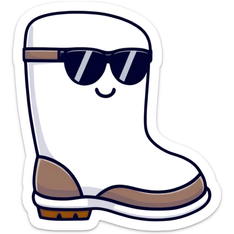 A smart and stylish Russian felt boot (valenok) with a happy face and sunglasses, looking awesome sticker