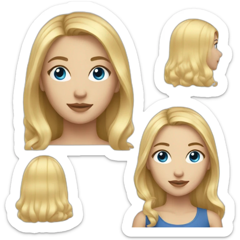 a girl with medium length blonde hair and blue eyes sticker