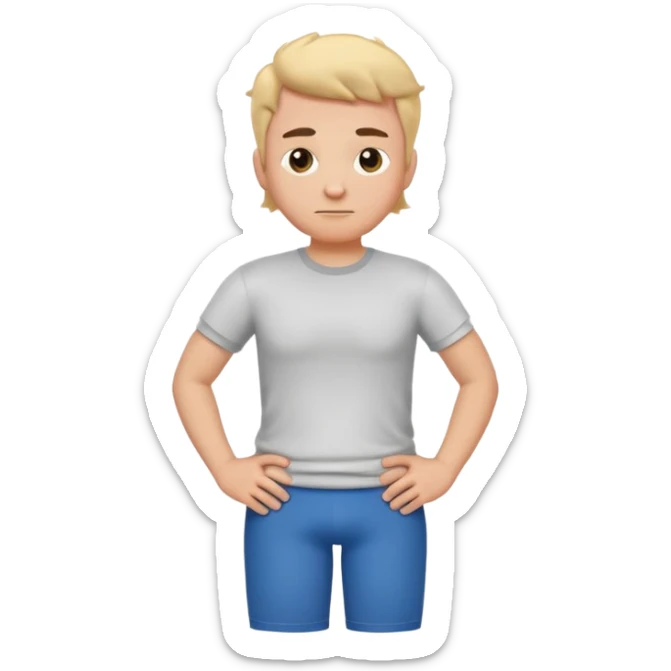 cartoon character with a puffed chest, hands on hips, looking proud, wearing a t-shirt sticker