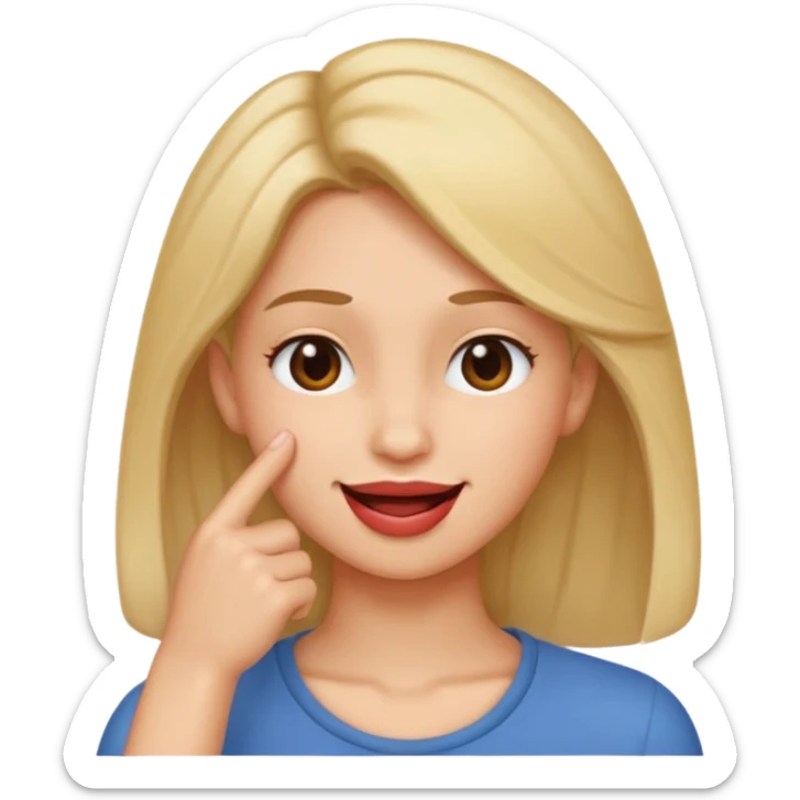 Create an emoji that's biting lip but looking like the smirk emoji but with a hand like it's putting hair behind their ear  sticker