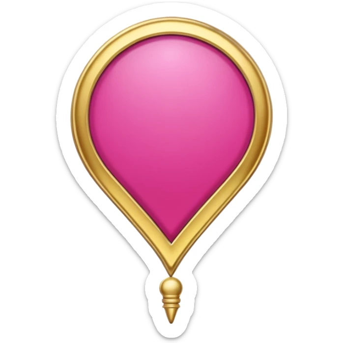 A dark pink location pin with golden details and accents.  sticker