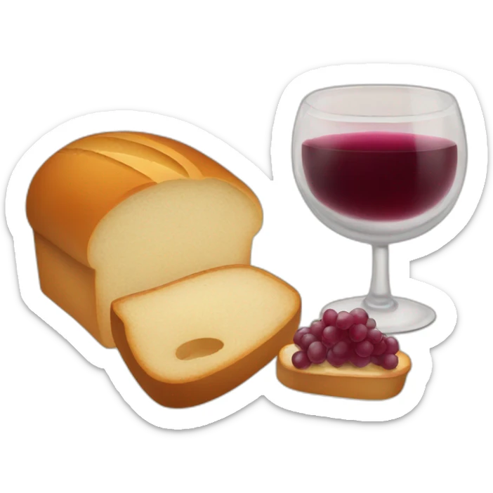 2 candles, a cup of red wine and a loaf of bread sticker