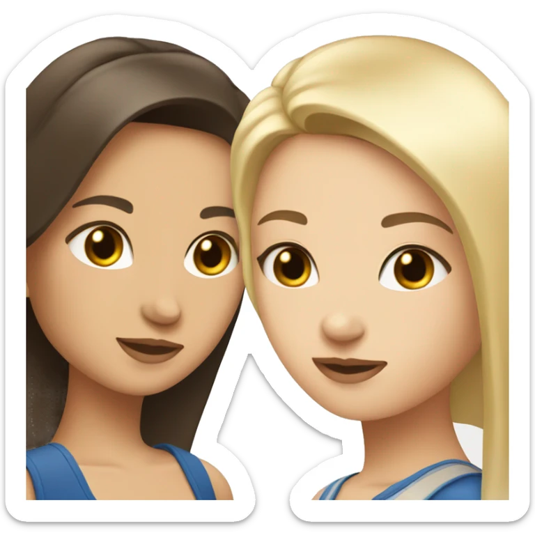 One brunette girl and two blonde girls  sticker