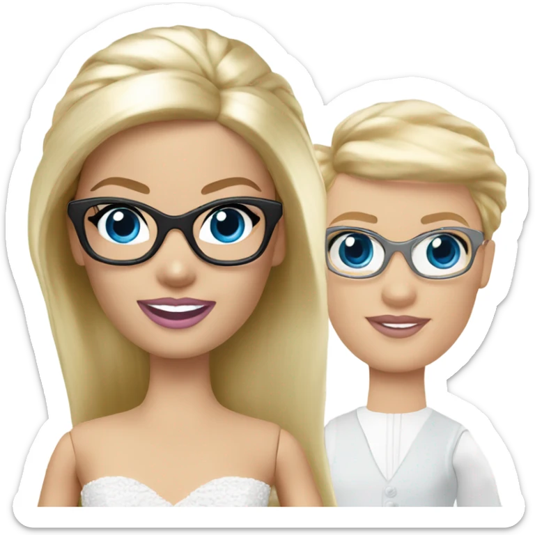 Barbie bride blonde hair blue eyes wearing glasses  sticker