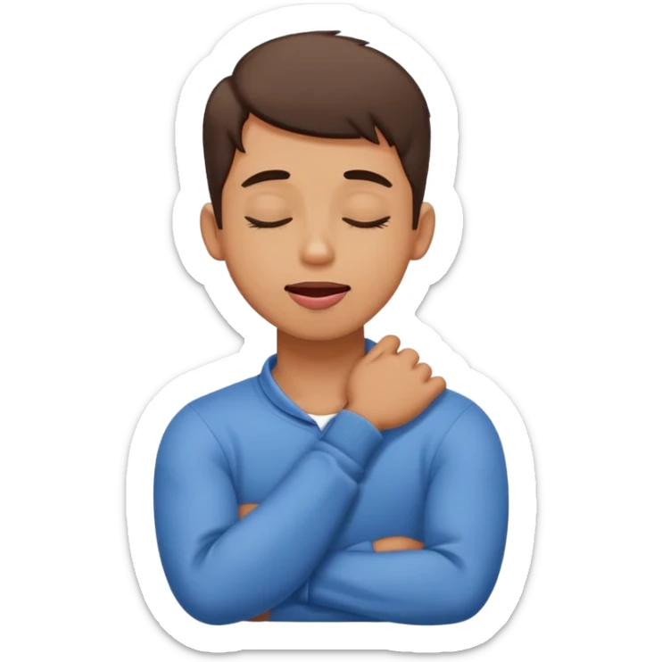 Arms crossed holding neck with tongue out and closed eyes guy sticker