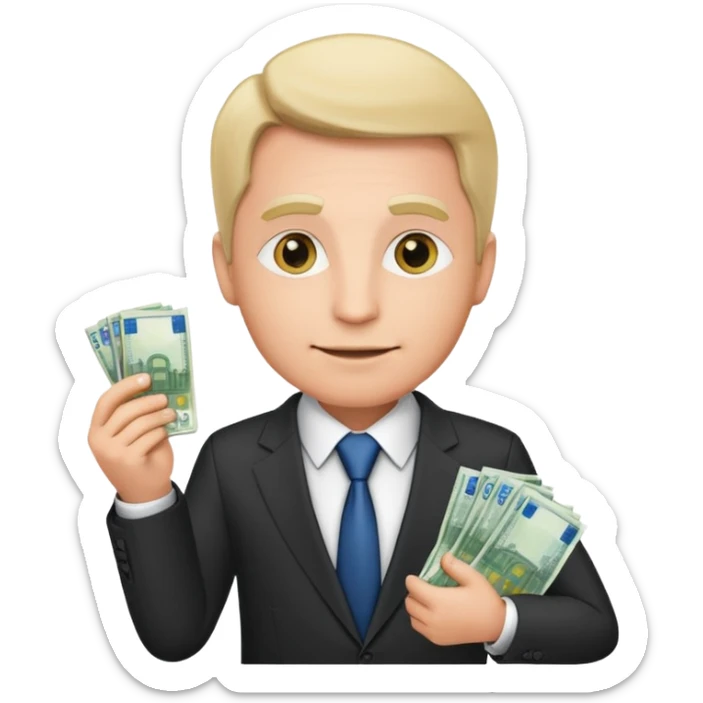 AN UNCLE with a tie in business clothes and with euro money
 sticker