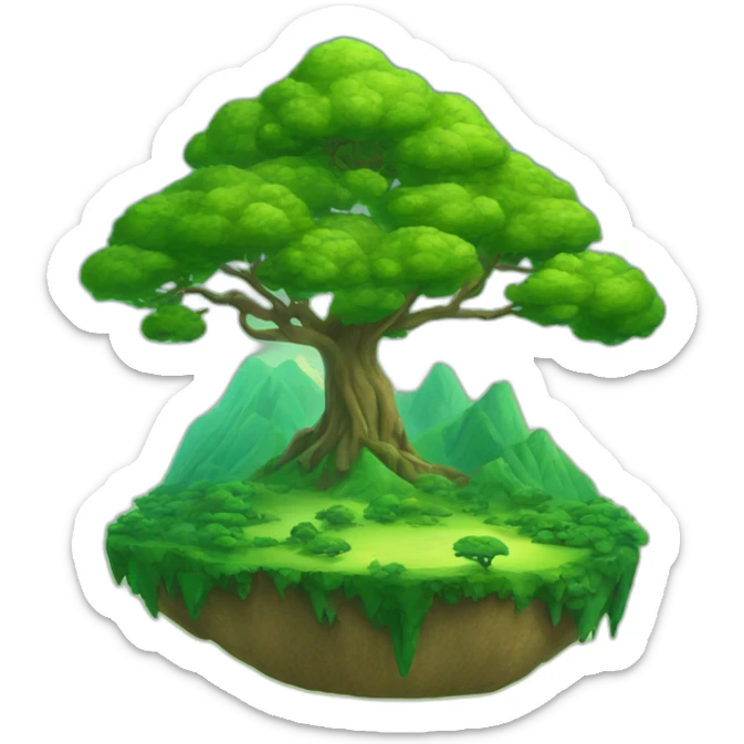 The island of dreams green mountains sticker
