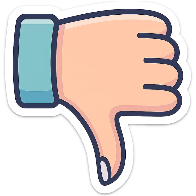 downward thumb, female hand with manicure, slightly curved wrist, icon-color-outlined style, thin clean contours, elegant soft rounded shapes, pastel palette #98B5BC, #B5B3C1, #C9A3C9, #E4C0CA, #F7DCD1, #F7C0AA, detailed shadows and highlights, soft lighting, no background sticker