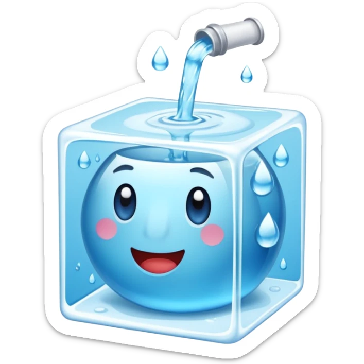 Quero que, com base nos emojis da apple, crie um emoji de um cubo de gelo derretendo sticker