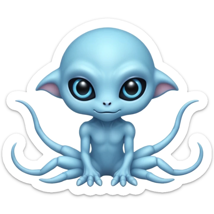 full body cute humanoid peacefull alien furry with 6 legs and eye stalks sticker