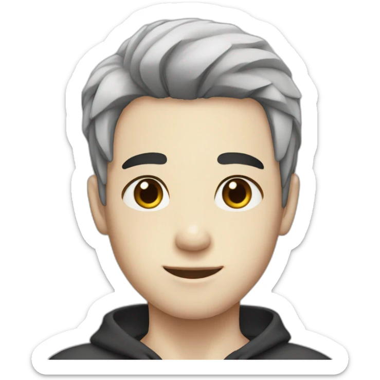 Boy with straight black hair white skin freckles sticker