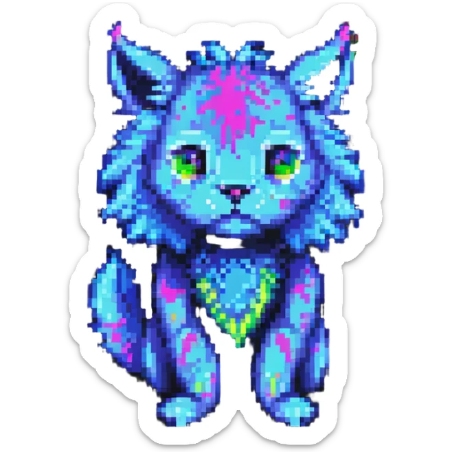 Neon Fantasy Furry-Fakémon-Creature with splash markings (full body) sticker