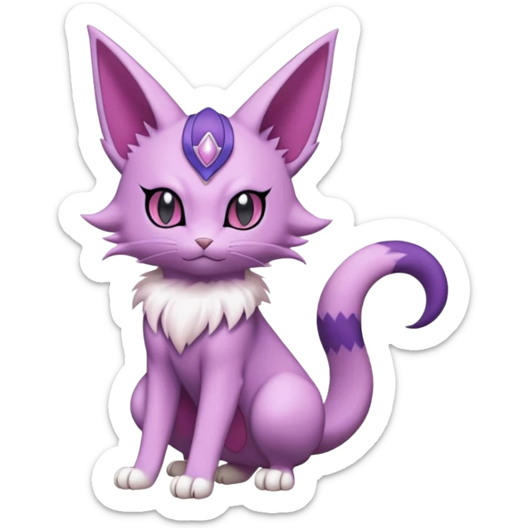 Purrloin-Espeon-Skitty-Pokémon-Fakémon-hybrid-creature (full body) sticker