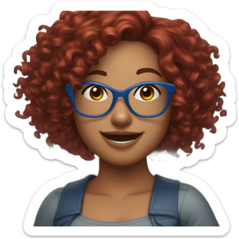 a-curvy-girl-with-dark-red-curly-hair-and-blue-glasses dancing sticker