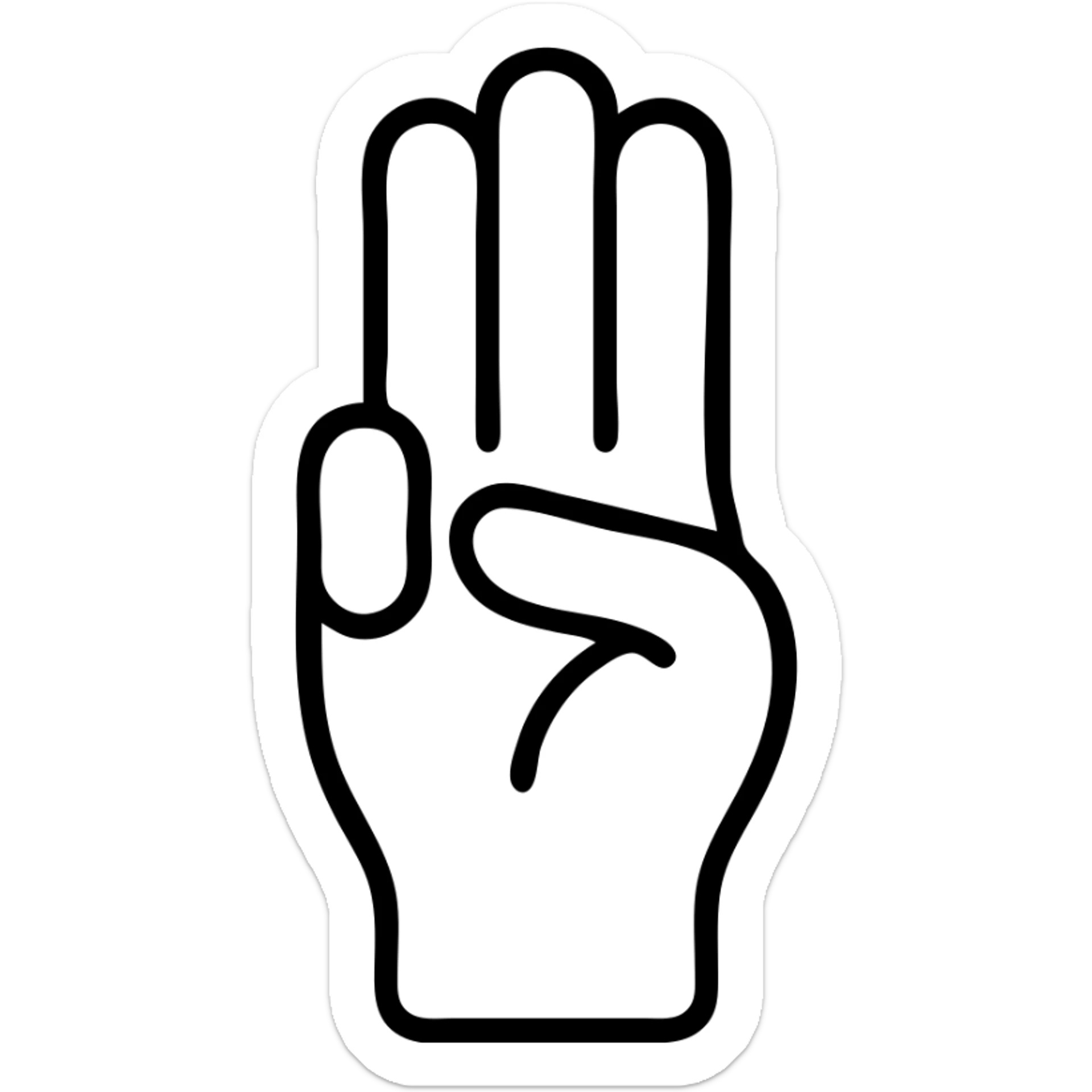 close-up of a hand doing the boy scout 3 finger salute, minimal style sticker