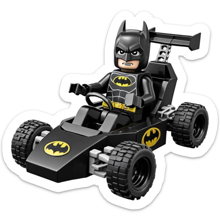 scale anime racing sexy muscular Batman’s masculine midnight-colored tight outfit 1970’s tv style dark knight stealthy accurate sporty safe plush deluxe Lego off-road pursuit drifting F1 car lexus (black hair,reclining and relaxed torso and shoulders back against seat) rallycross kart  sticker