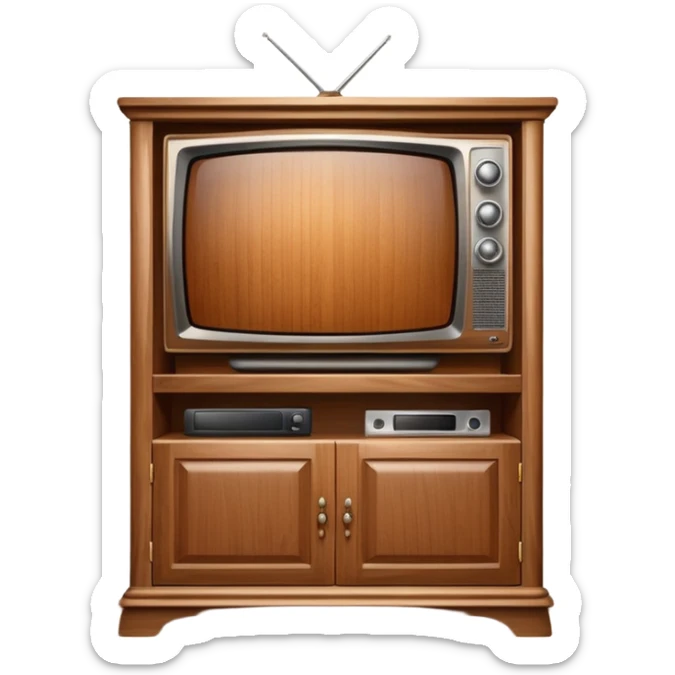 modern tv with news channel on it standing on a super luxurious wooden cupboard sticker