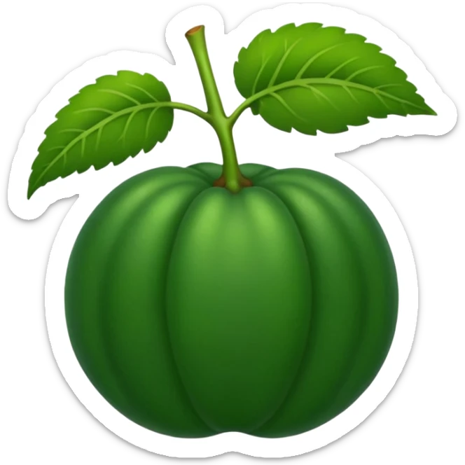 Un fruto verde oscuro con puntos verdes más oscuros Y con patas redondas y con un tallo con forma de C sticker