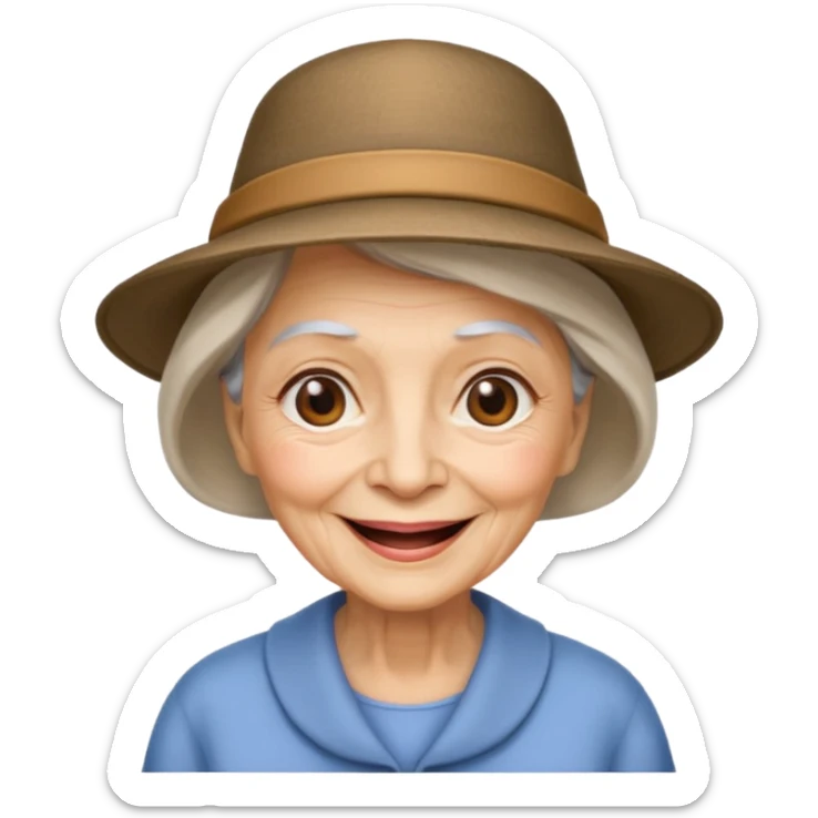 old lady hat sticker