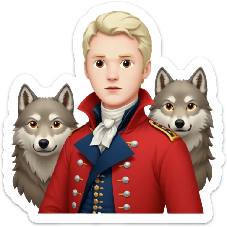 Loyalist Patrick Ferguson at the Revolutionary war Battle of Kings Mountain, with Wolves around him. sticker