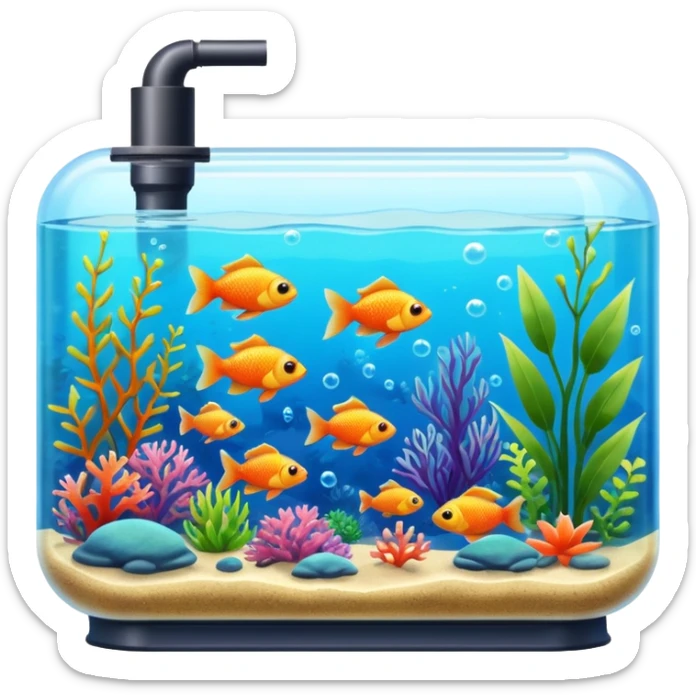 A big bulky long fish tank with lots of aquatic life in it  sticker