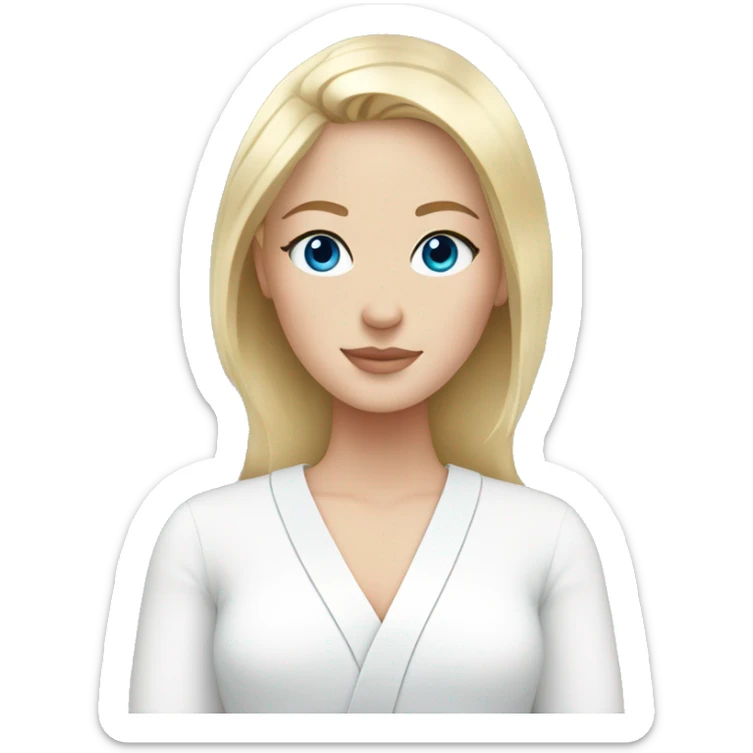 White girl with blonde hair and blue eyes in spa sticker