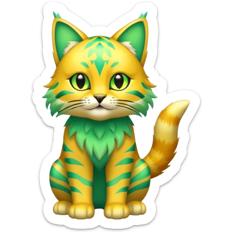 Shiny Green and Yellow Electrike-Sprigatito-Bobcat-Amaura-Aurorus-Shiny-glorp-cat-fusion (full body) sticker