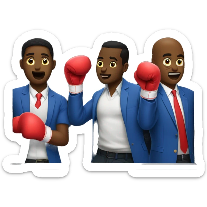 2 Haitians men and 1 Trinidadian man slap boxing in the elevator. sticker