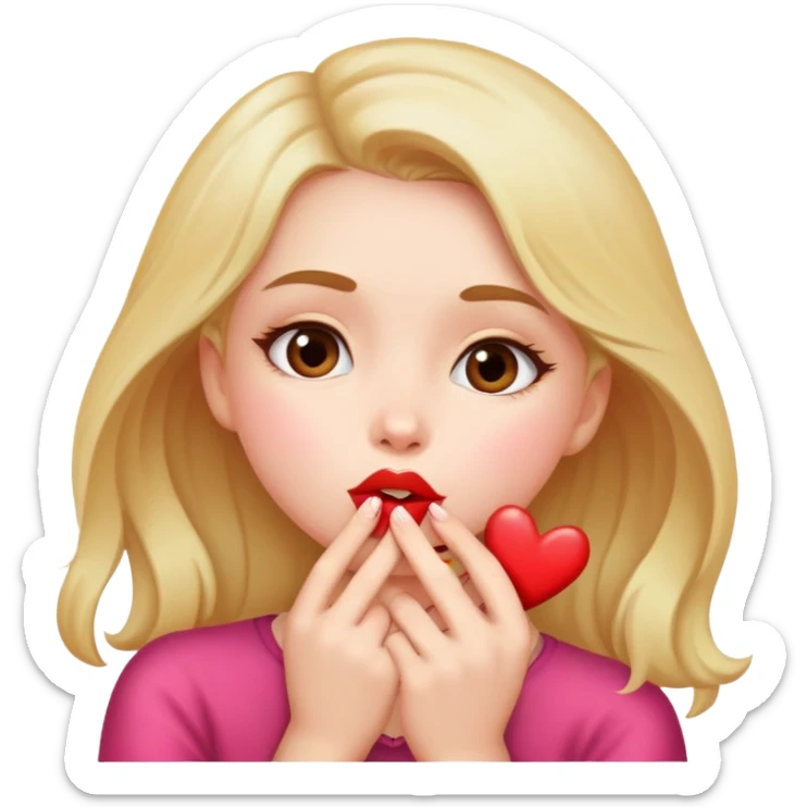 Girl giving a bunch of kisses sticker