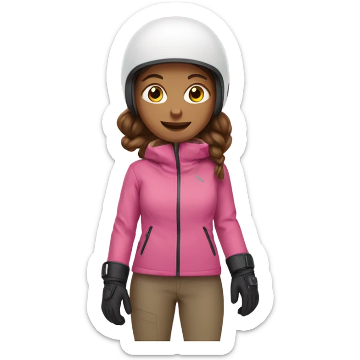 girl with brown hair snowboarding pink jacket sticker