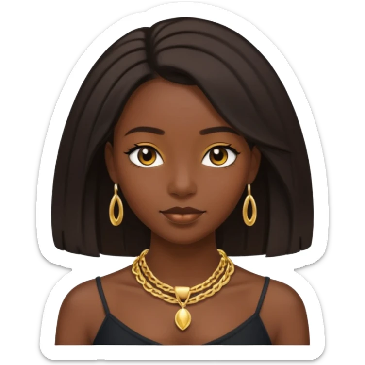 A pretty darkskin black girl with 4c type shoulder length hair  sticker