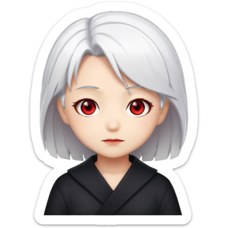 Anime, chibi, white hair, girl, red eyes sticker