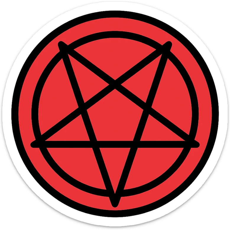 satanic pentagram, red and black colors, sharp lines sticker