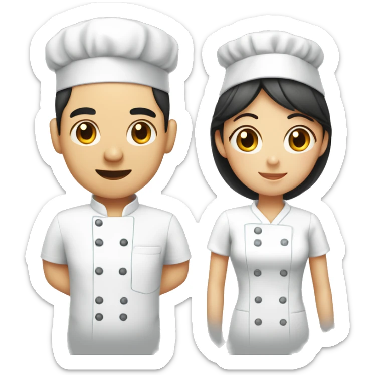 Asian couple: a male chef and a female scrub nurse sticker