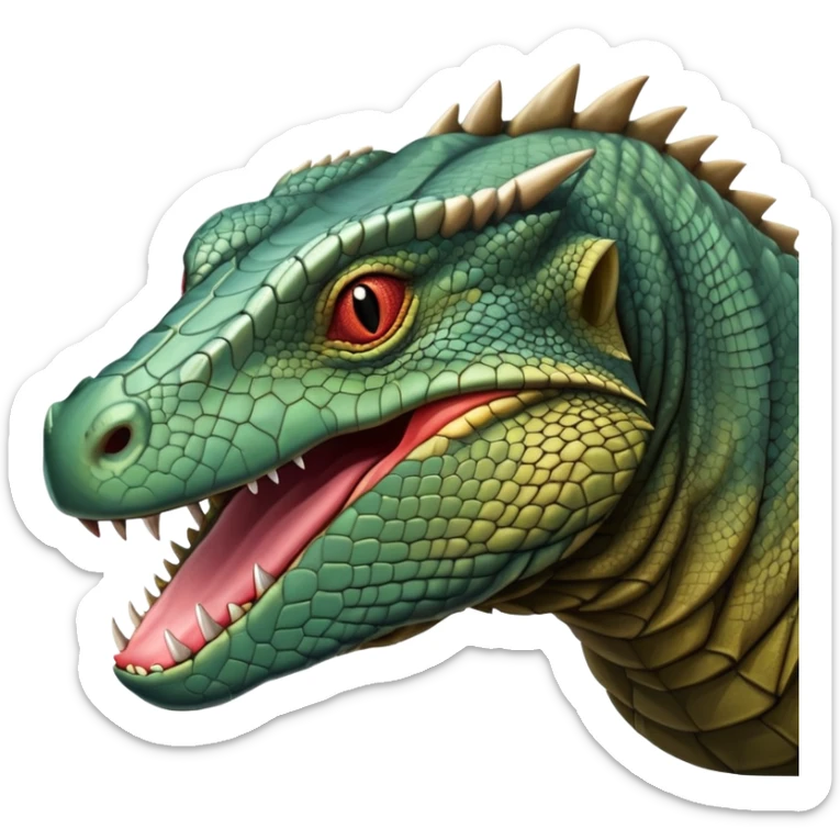 A komodo dragon with scaly skin and a forked tongue, reptilian predator sticker