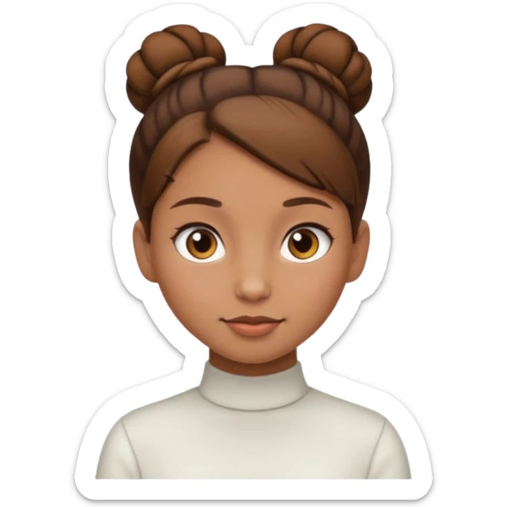 Girl with light brow skin and brown hair in bun sticker