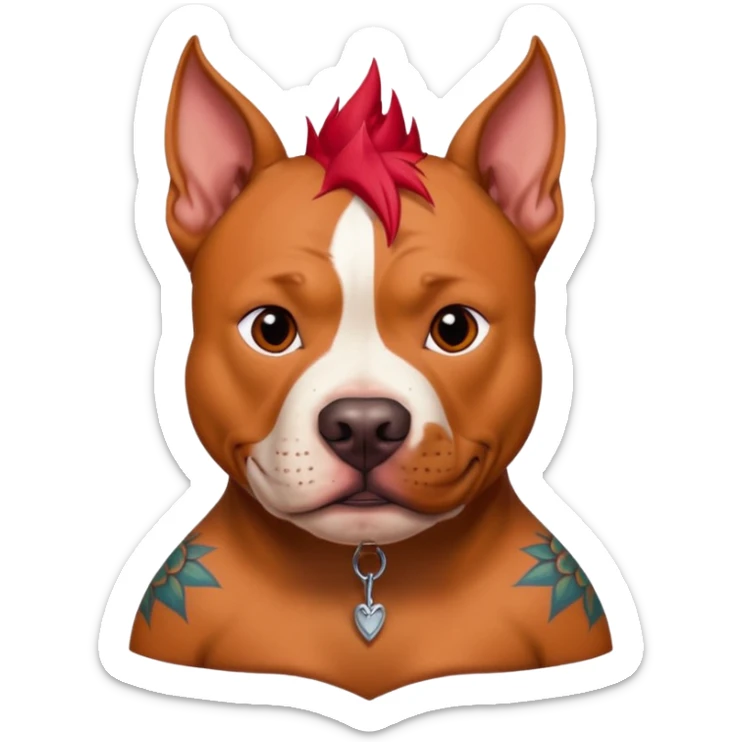 very tattoed pitbull dog with red spky hair sticker