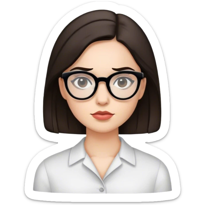 Brunette Woman wearing black rimmed Glasses raising left eyebrow sticker