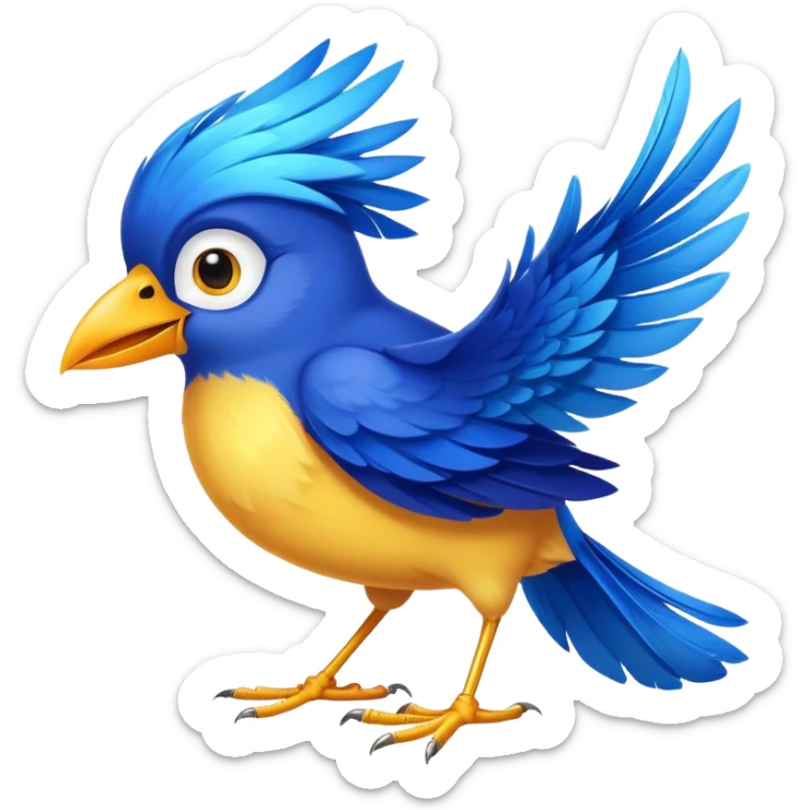 vibrant blue bird inspired by the movie Rio, cheerful and expressive sticker