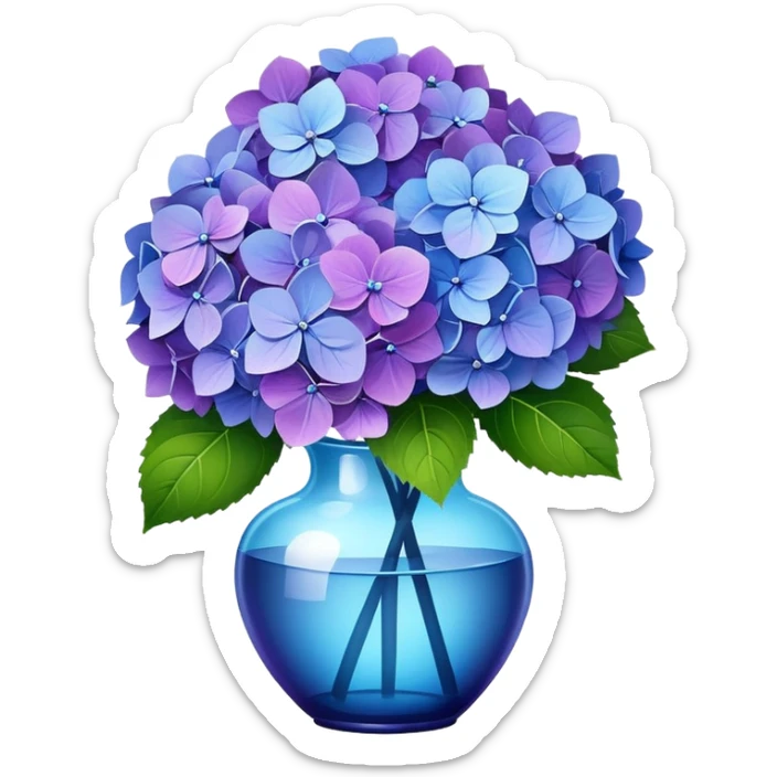 A beautiful bouquet of purple and blue hydrangea flowers sticker