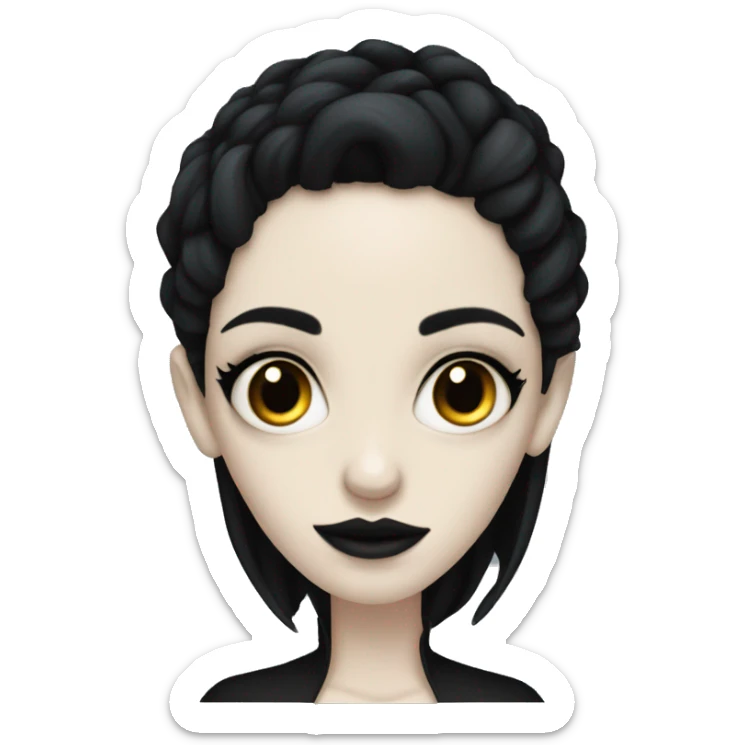 goth woman, has very pale skin, black hair sticker