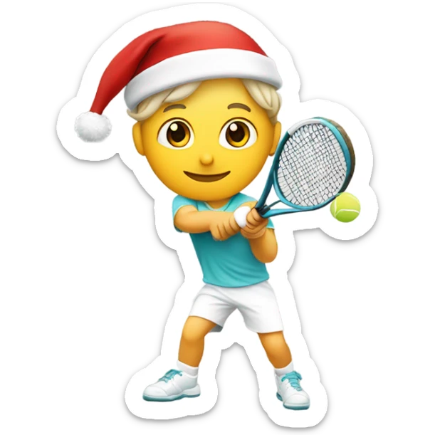 Tennis player playing tennis wearing Santa hat Caucasian sticker