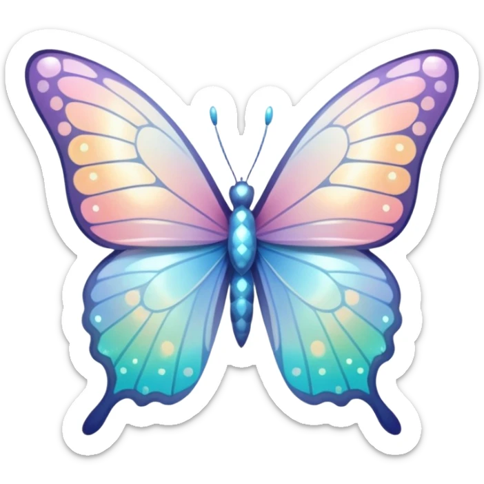 white pale pastel ombre sparkly butterfly with more bright obvious sparkles everywhere sticker
