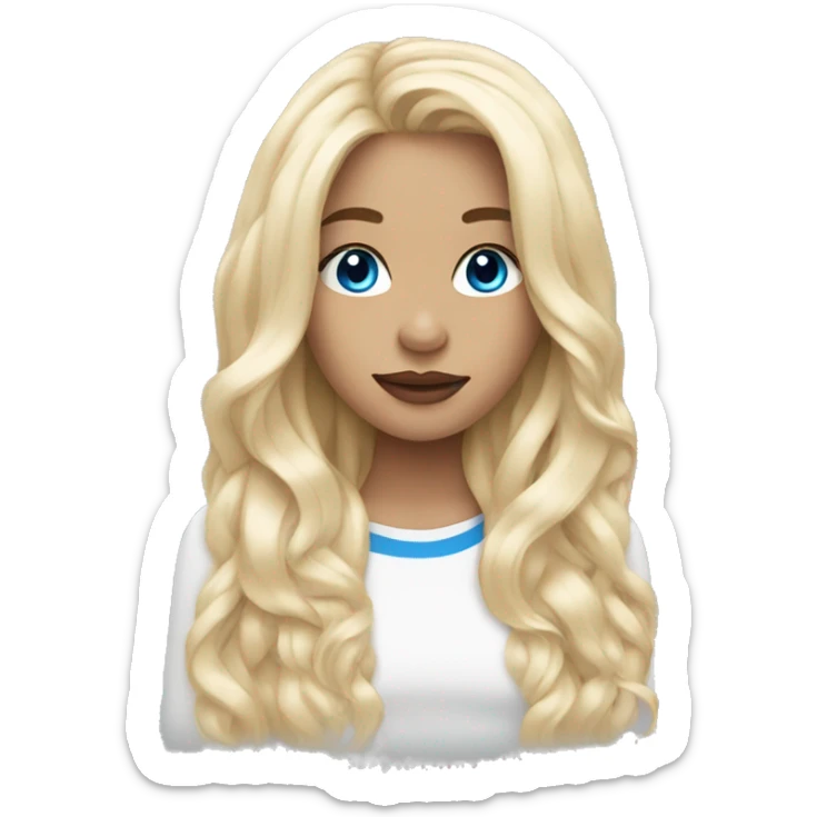 Girl has got Light blonde long hair, blue eyes, Lip piercing sticker