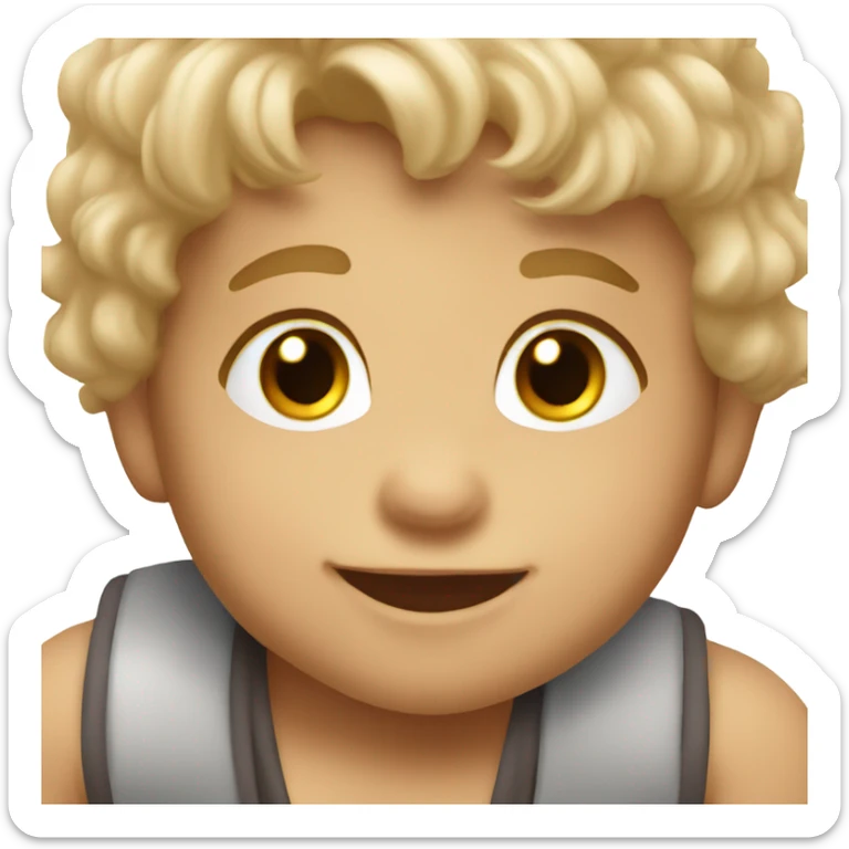 Happy baby boy with brown eyes and dirty blonde hair  sticker