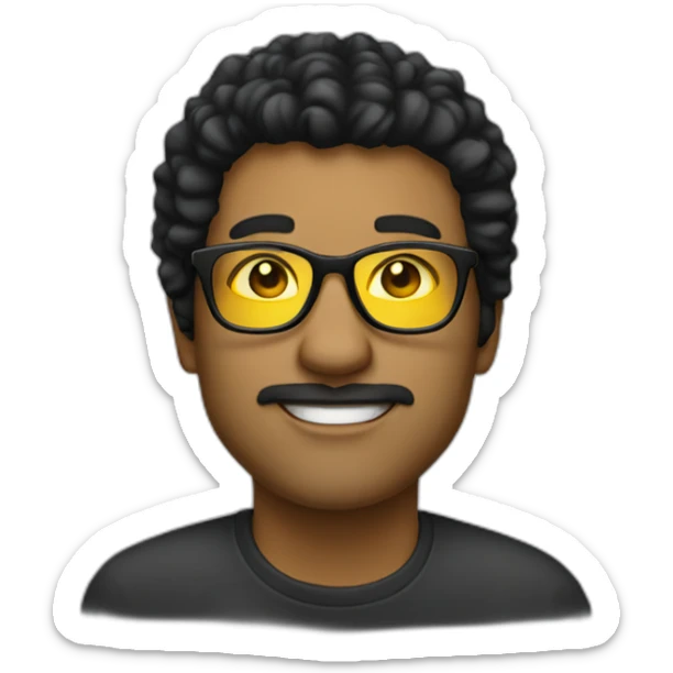 white entreprenuer with yellow tinted glasses and combed black hair sticker