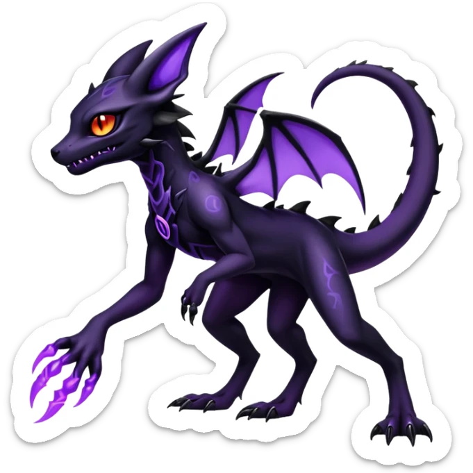 Eldritch Dark Edgy Glowing Elemental Salandit-Umbreon-Fakémon-hybrid-creature (full body)  sticker
