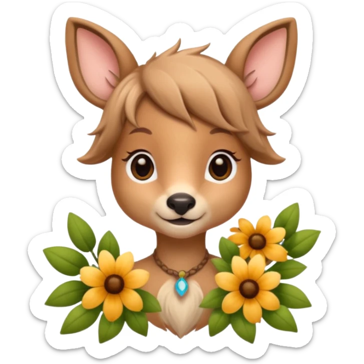 Adult Cute human like fawn with flowers sticker