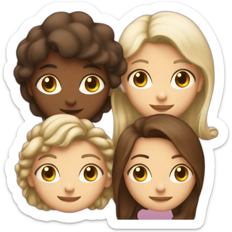 Emoji Group of 4 people in which 2 people and 2 girls sticker
